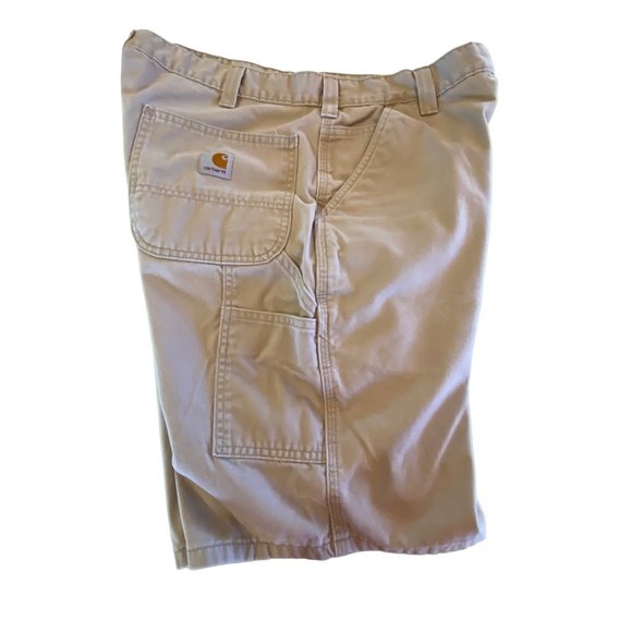 Carhartt Relaxed Fit Canvas Work Shorts Men's Size 36x10 Khaki Tan Cotton - Picture 4 of 6